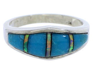 Sterling Silver Turquoise Opal Southwest Ring Size 5-3/4 EX51041